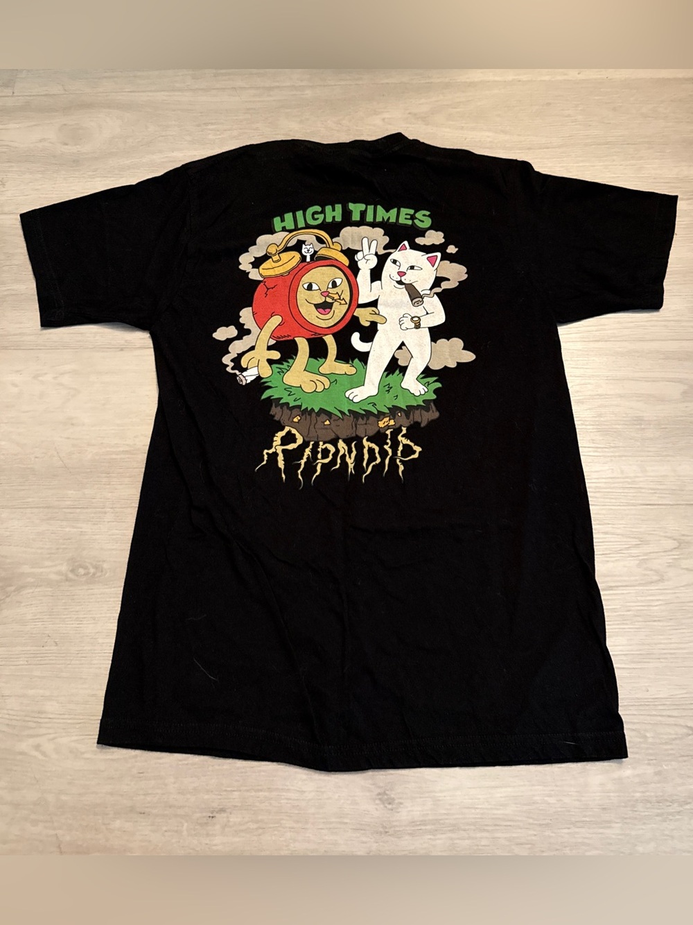 Ripndip X High Times Collab Graphic Tee Black Sz M Mens Smoking Cats Lord Nermal